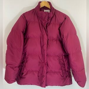 L.L. Bean Women's Goose Down Puffer Jacket Winter Coat Zip Red Size M Outerwear